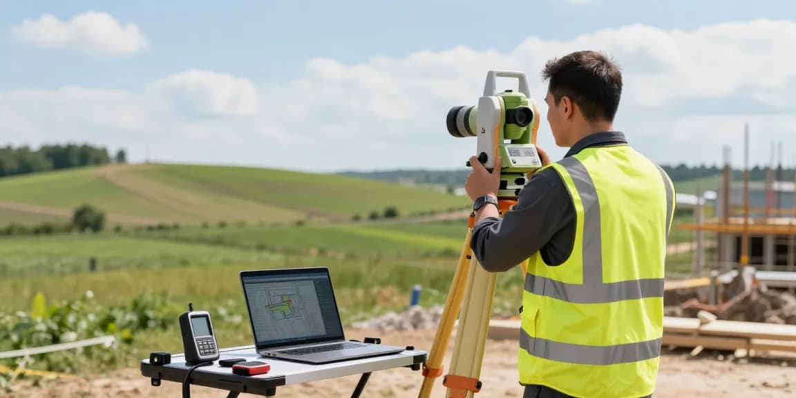 Topographical surveys Surrey and Sussex conducted by professionals measuring land features with advanced equipment.