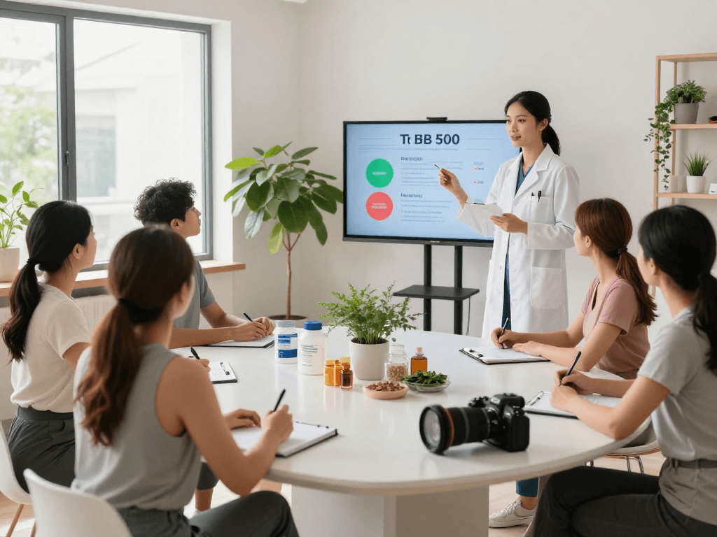 Engaging presentation on TB 500 benefits in a wellness studio