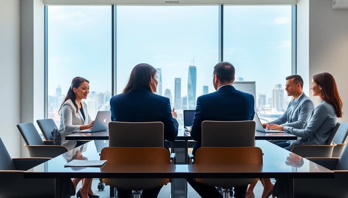 Compare business SIM only deals UK negotiation in a modern office environment.
