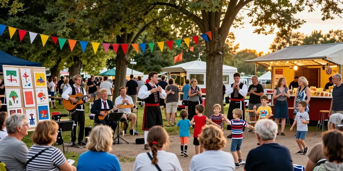 Enjoying vibrant cultural event featuring live Breton music and local artists, m98 promoting community engagement.