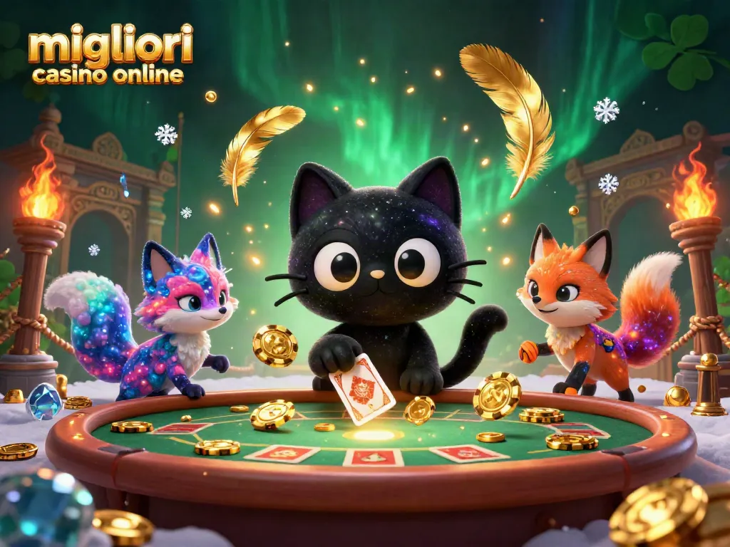 Gioca ai migliori casino online con il gatto nero e la volpe nebulosa in un'affascinante scena cosmica.