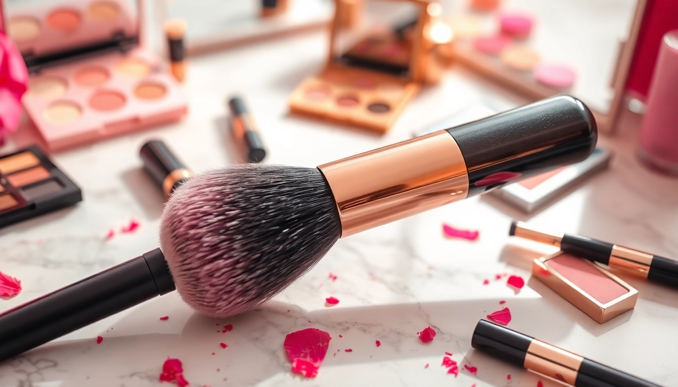 Applying flawless makeup using a dense makeup brush with high-quality bristles.