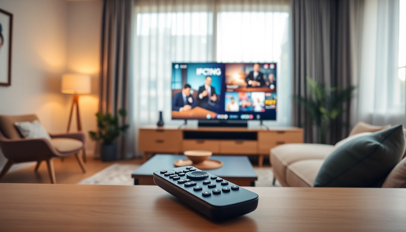 Engaging living room setup showcasing options to buy iptv subscription in US.