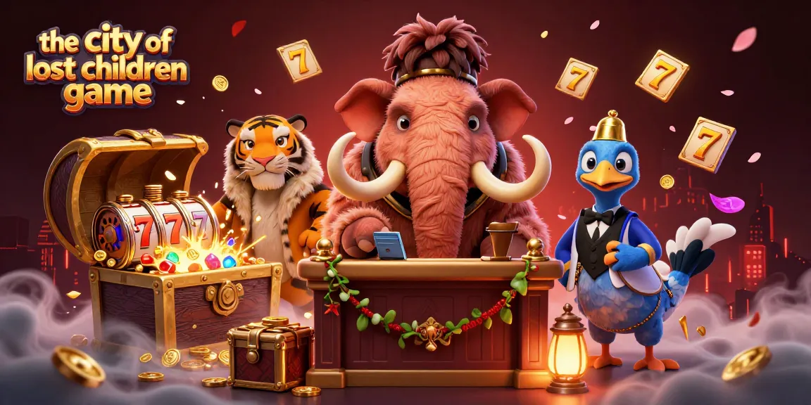 Experience excitement in the city of lost children game with jackpots and VIP thrills as cartoon characters engage in a lively scene.