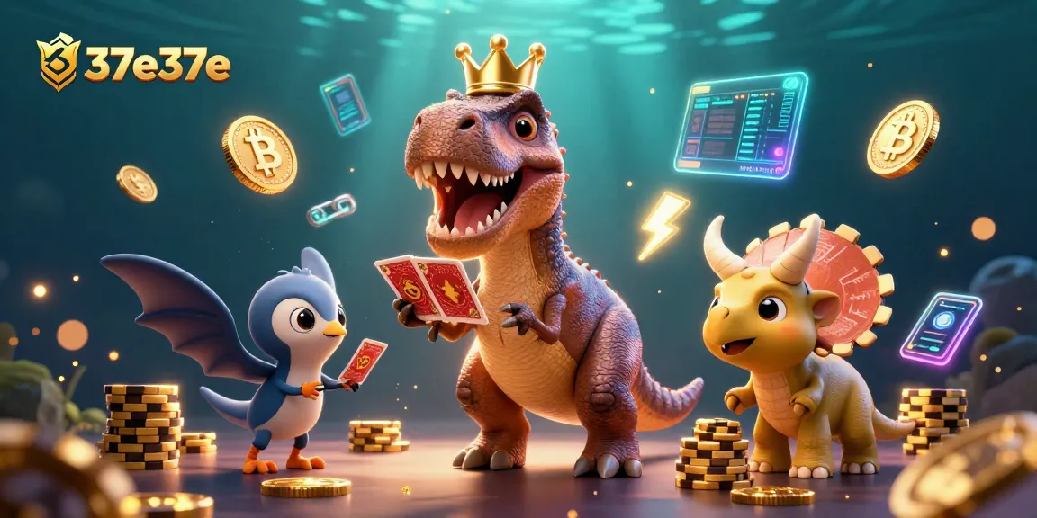 Engage in thrilling gameplay at 37e37e, where whimsical dinosaurs shuffle cards and stack chips!