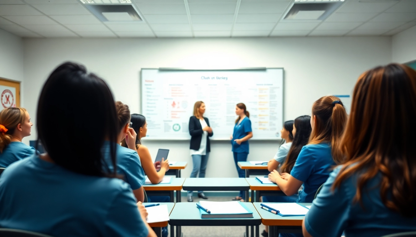 Engaging in person Nclex review in Houston with diverse nursing students in an interactive classroom setting.
