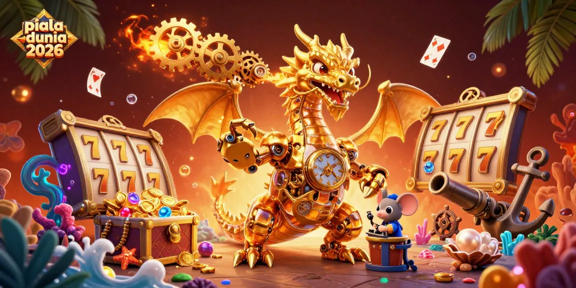 Piala dunia 2026 shines in a captivating casino scene featuring dynamic slot reels and golden treasures.