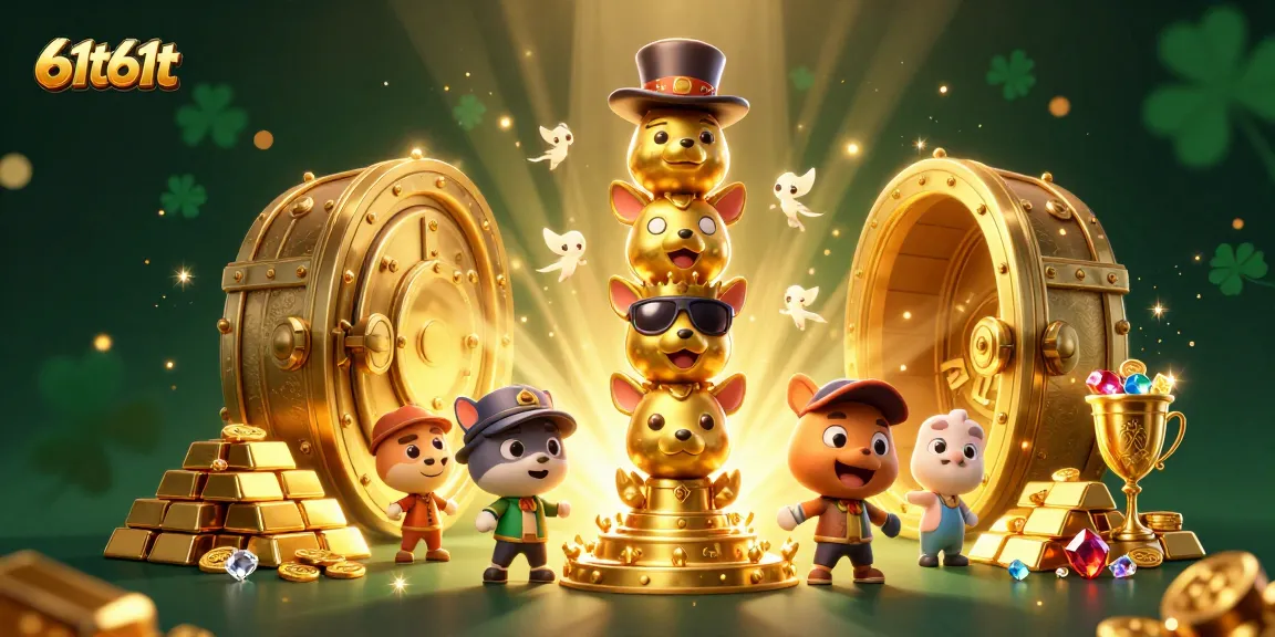 Playing with luck at 61t61t with vibrant 3D totem and treasure elements in a casino scene.