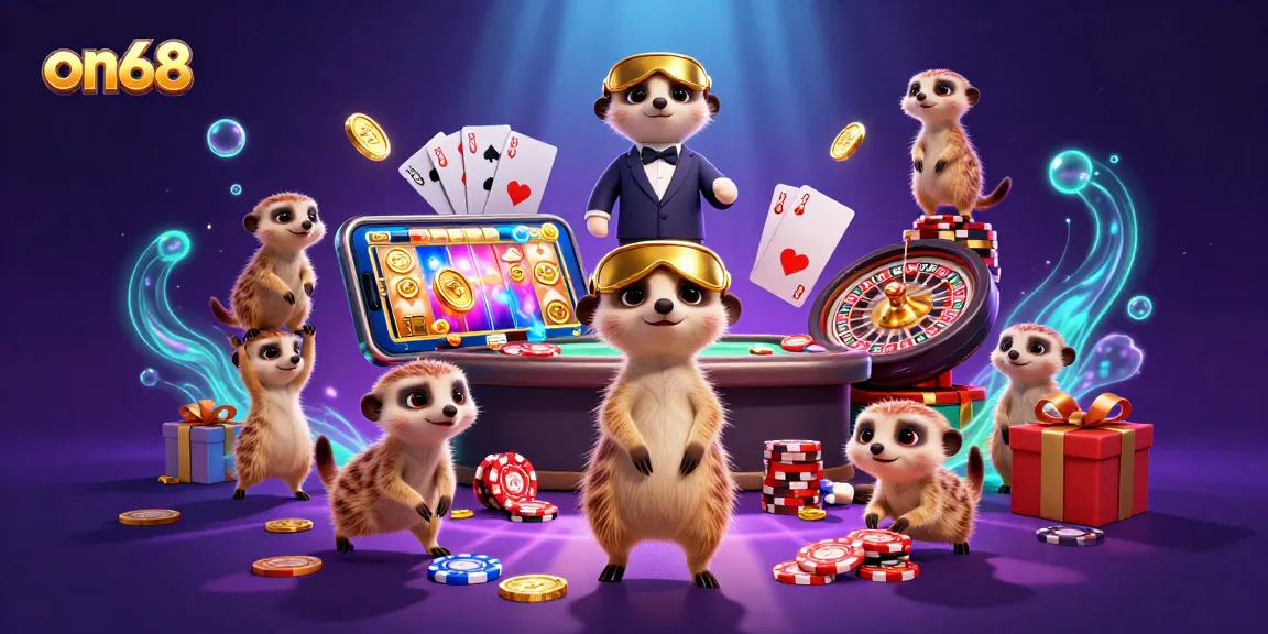 Experience the excitement of on68's dynamic gambling scene with meerkats in action.
