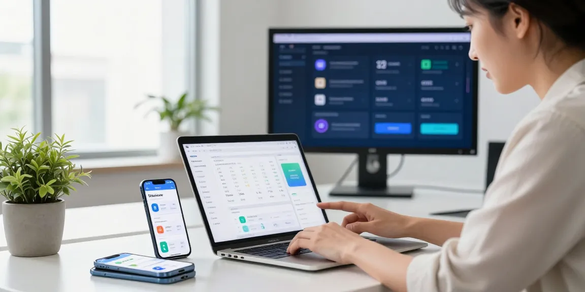 Buy app installs while analyzing app performance metrics in a modern office.