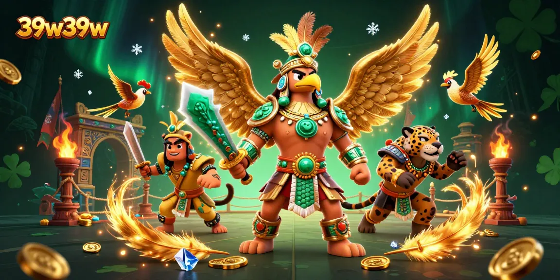 Engage with 39w39w as the Aztec warrior and jaguar companion showcase thrilling casino adventures.
