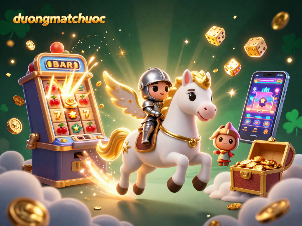 Experience duongmatchuoc with a vibrant casino scene featuring a celestial knight and dazzling elements.