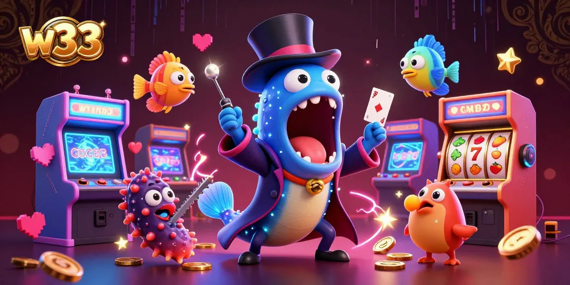 w33 players enjoying vibrant cartoon pokies experience with engaging characters and dynamic games