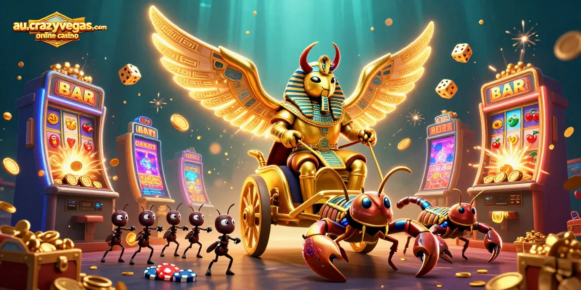 Engage in thrilling gameplay at au.crazyvegas.com online casino with a vibrant 3D gambling scene.