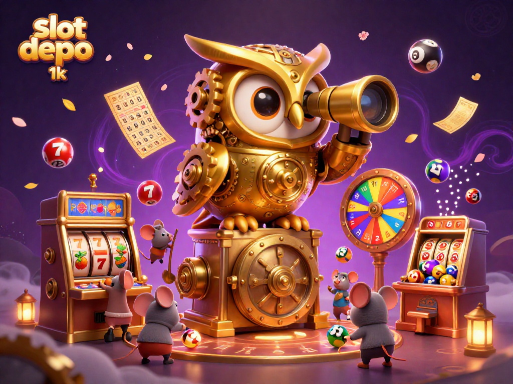 Capture the excitement of slot depo 1k with golden owl and lively casino elements.