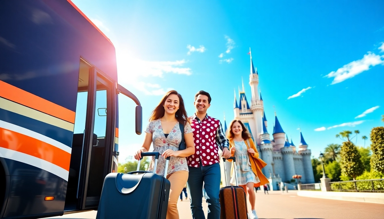 Traveling from disneyland paris to airport with a joyful family arriving at Disneyland Paris.
