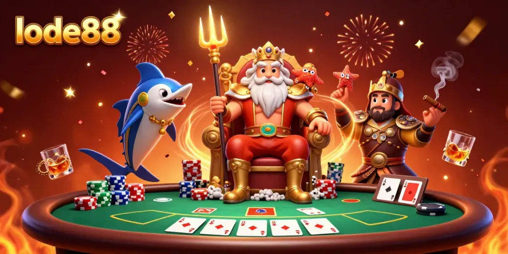 Experience thrilling gaming at lode88 with 3D characters and vibrant casino elements.