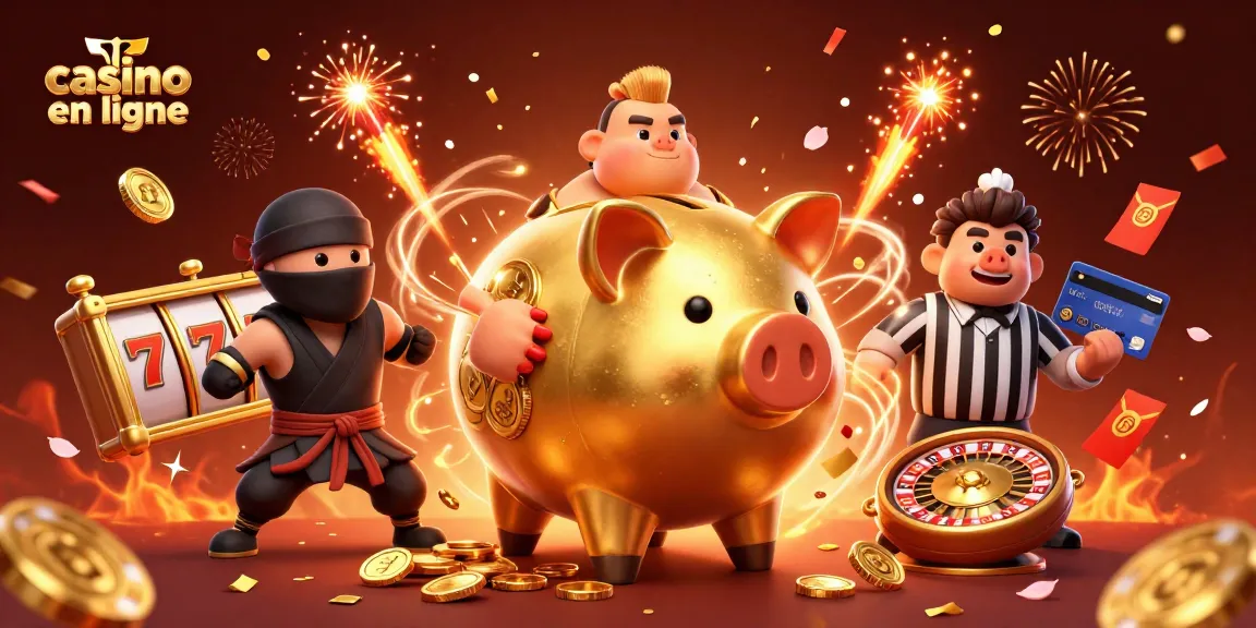 Illustration dynamique de casino en ligne avec un sumo, un ninja et un samouraï.