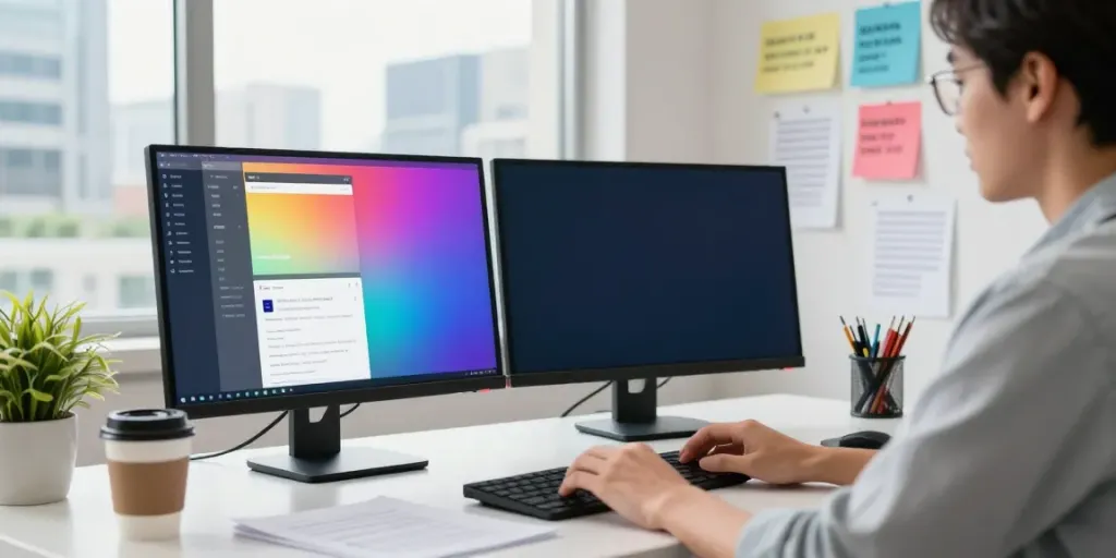 SEO expert analyzing data for instant indexing strategies in a bright office.