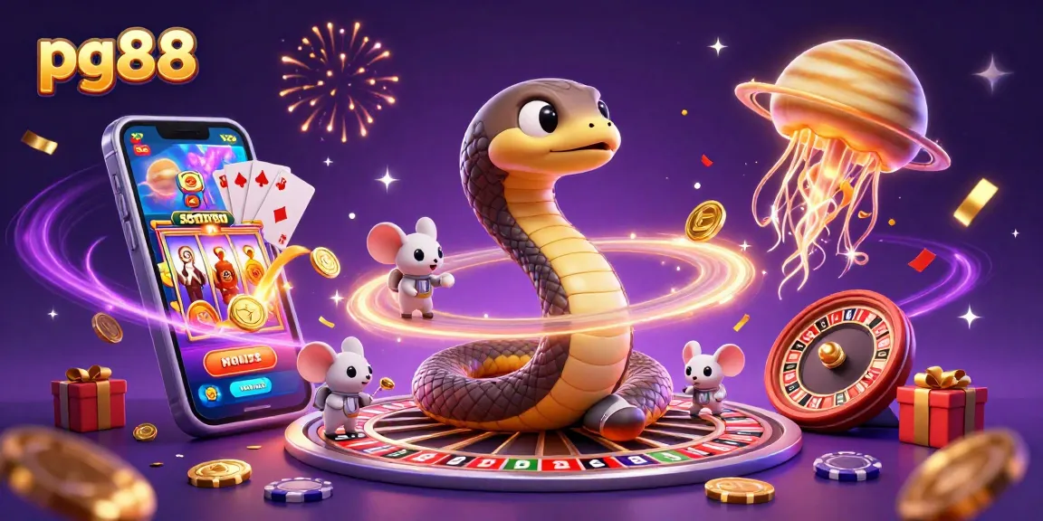 Experience thrilling gaming adventures at pg88 with a vibrant 3D casino illustration showcasing exhilarating bets and cosmic excitement.