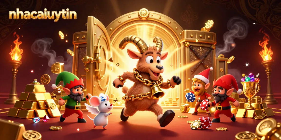 Experience thrilling gaming action at nhacaiuytin casino with festive characters and stunning visuals.