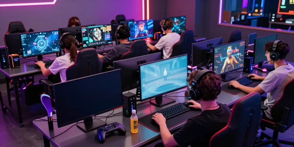 Players engaged in a thrilling gaming session, showcasing the singatoto link experience in a vibrant online gaming environment.