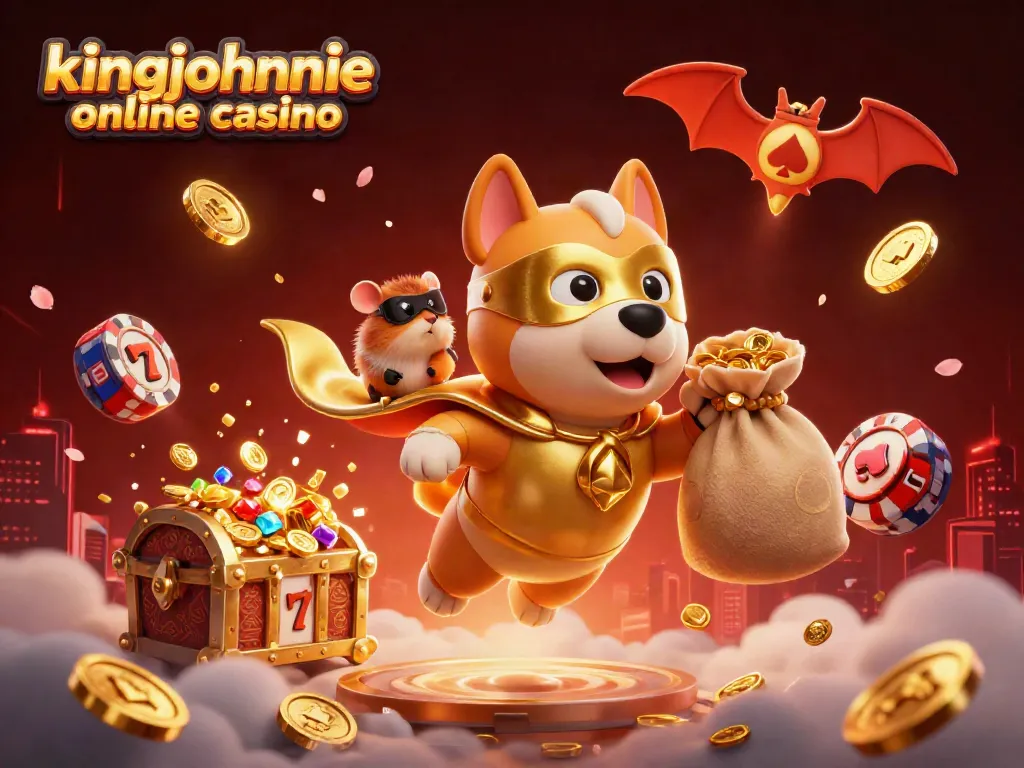 Engage with kingjohnnie online casino's immersive 3D superhero adventure featuring vibrant casino elements.