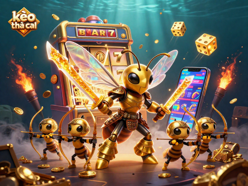 Bet and win at kèo nhà cái with unique 3D casino illustration featuring vibrant characters and games.