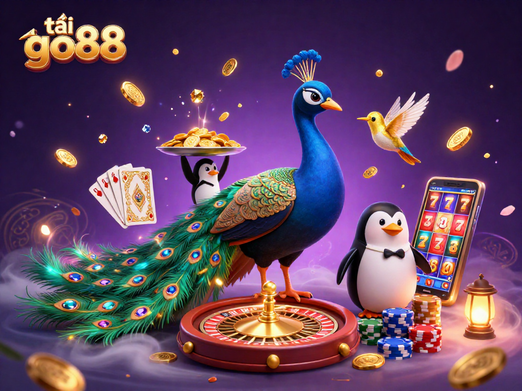 Play slots like never before with the vibrant tải go88 casino illustration featuring whimsical characters and dynamic elements.
