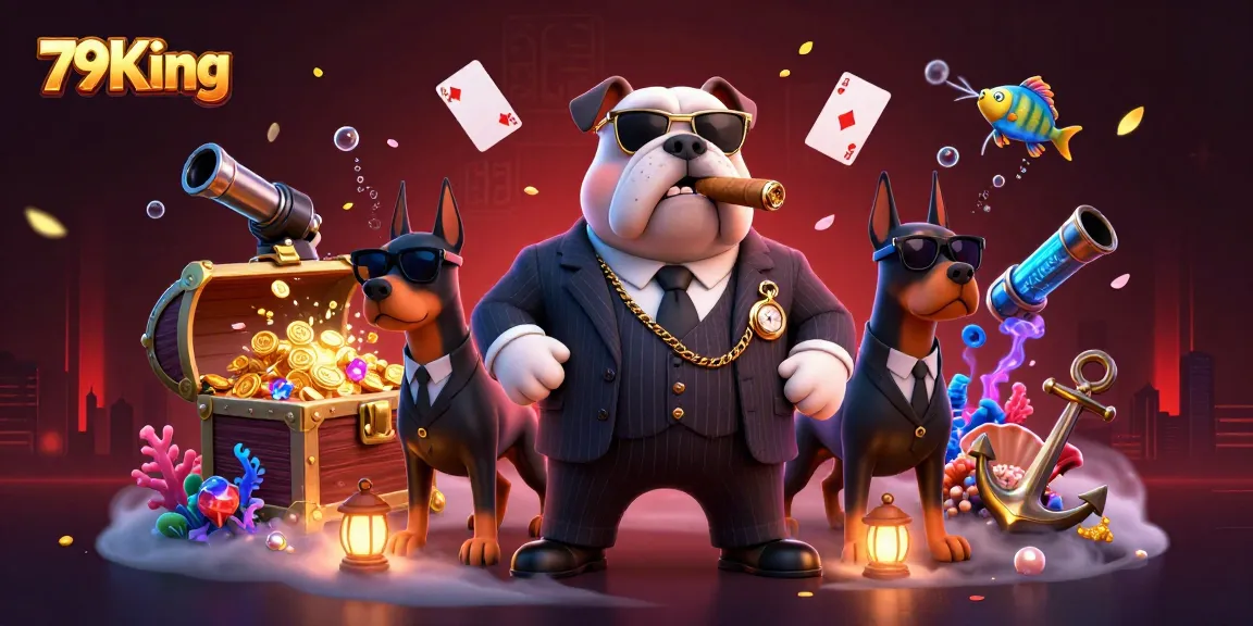 Experience the thrill at 79King with a mafia-themed underwater casino adventure displaying excitement and treasure.