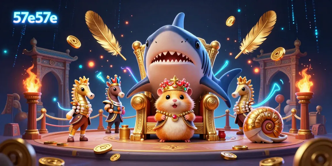 Experience the vibrant energy of 57e57e with a fierce hamster king at a dynamic casino scene.