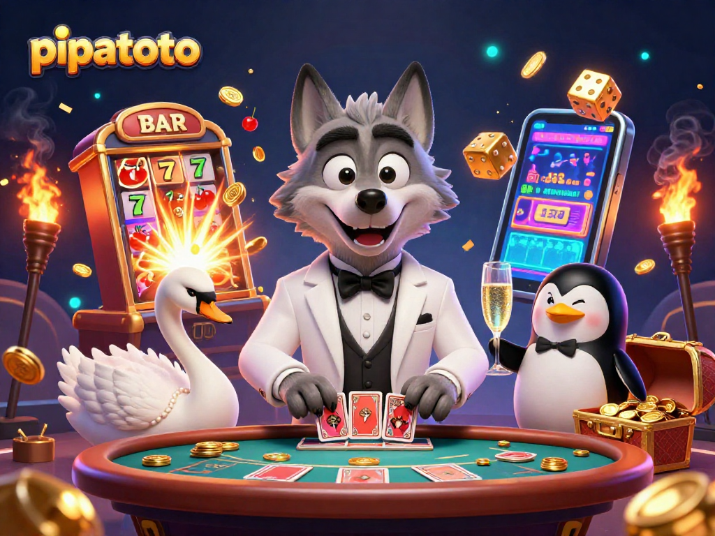 Experience thrilling action at pipatoto with a festive 3D casino scene showcasing fortune and excitement.