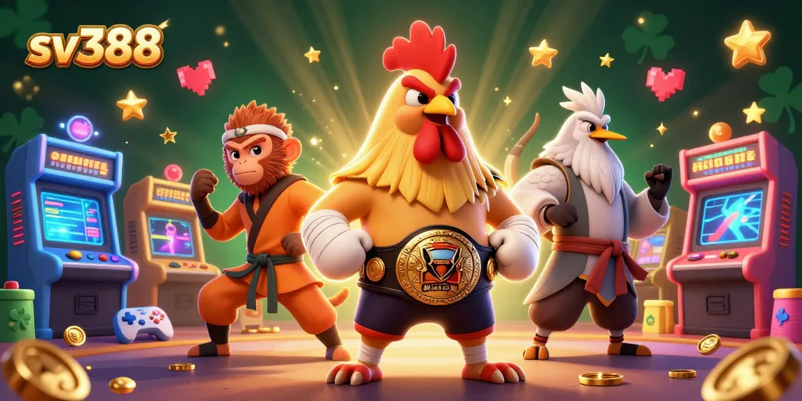 Experience thrilling cockfighting with SV388's vibrant 3D characters and casino elements.