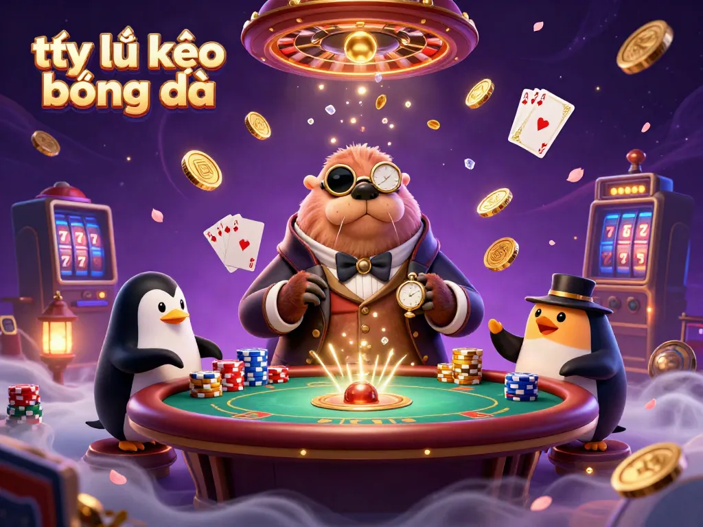 Engage with the thrilling world of tỷ lệ kèo bóng đá in an underwater casino setting featuring whimsical characters.