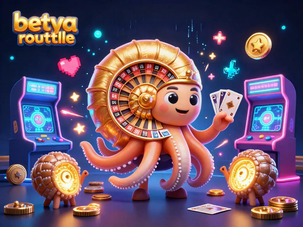 Engage with betya casino roulette featuring vibrant 3D characters and casino elements in a dynamic illustration.
