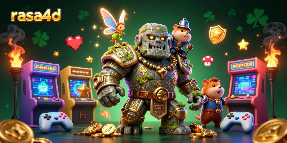 Bergabunglah dengan permainan menyenangkan di rasa4d, di mana guardian golem dan kesatria hamster beraksi dengan slot dan koin emas.