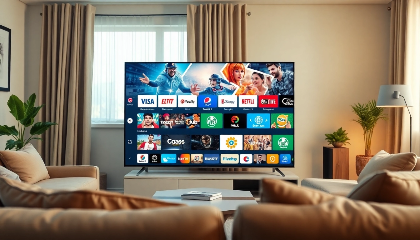 Engage with FREE IPTV Trial showcasing vibrant TV channels in a cozy home setting.