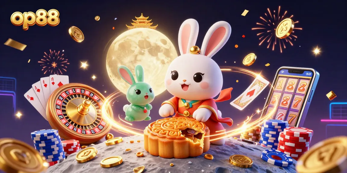 Spin the wheel and win big with op88's thrilling 3D casino adventure featuring a moon rabbit.