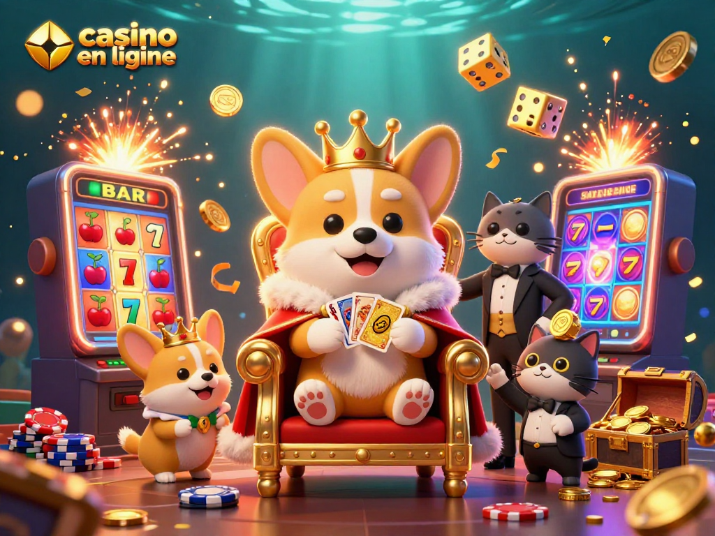 Des jeux de casino en ligne sont animés par un corgi royal adoré sur un trône de jetons.