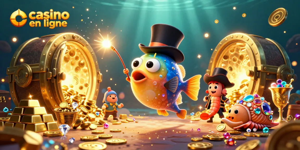 Jouez dans un casino en ligne en découvrant des trésors avec un poisson-lanterne animé et ses compagnons.