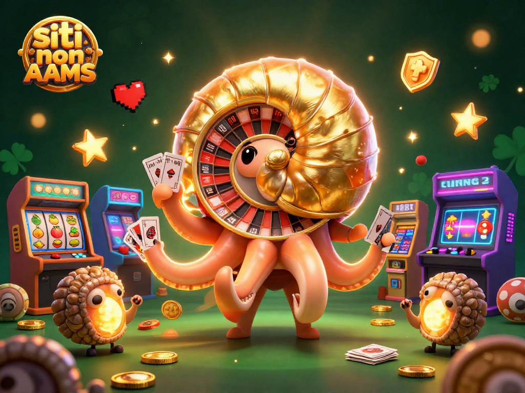 Siti non AAMS: Giocatori accolti da un nautilo antico in un'illustrazione di alta qualità con elementi di casinò