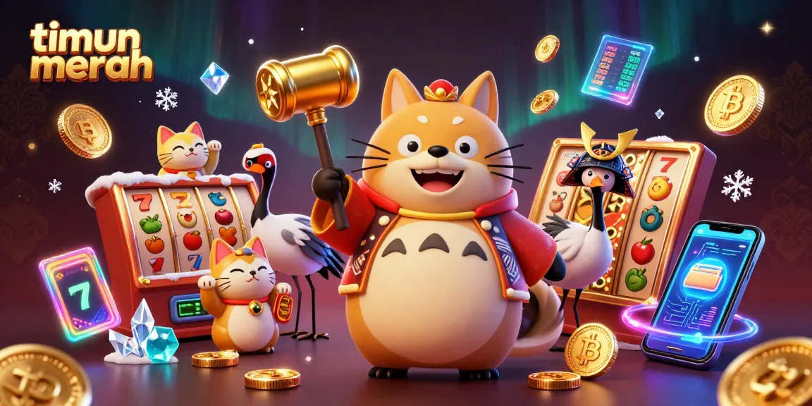 Permainan slot menarik di timun merah dengan karakter kartun ceria dan simbol keberuntungan.