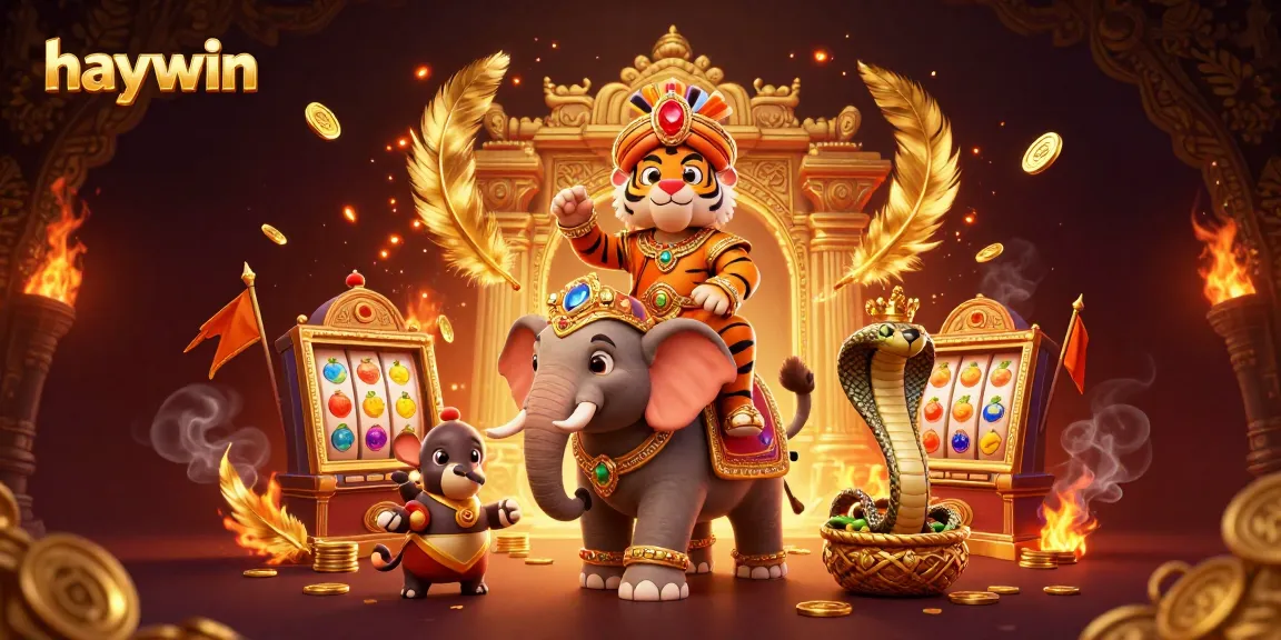 Experience payouts at Haywin's vibrant slots with a majestic maharaja, elephant, and cobra.