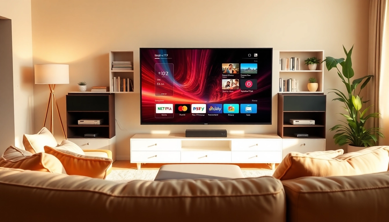 Experience IPTV Free Trial No card through a cozy living room setup with vibrant TV content.