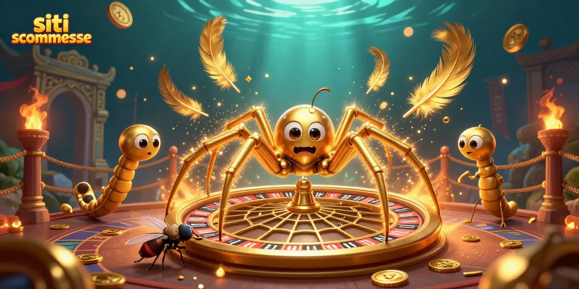 Scommetti con i migliori siti di scommesse mentre una ragnatela d'oro gira come una roulette.