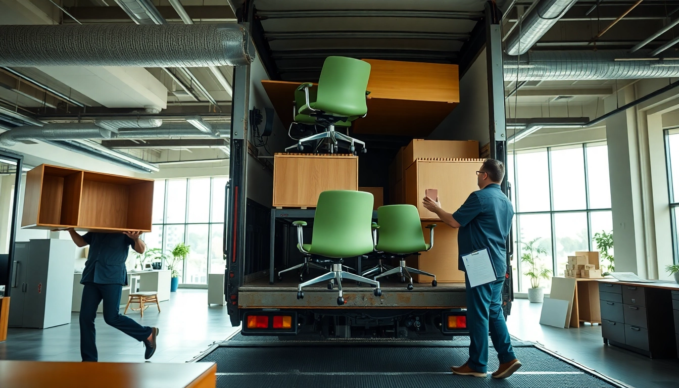 Efficient office furniture removal and disposal with professional movers handling worn items.