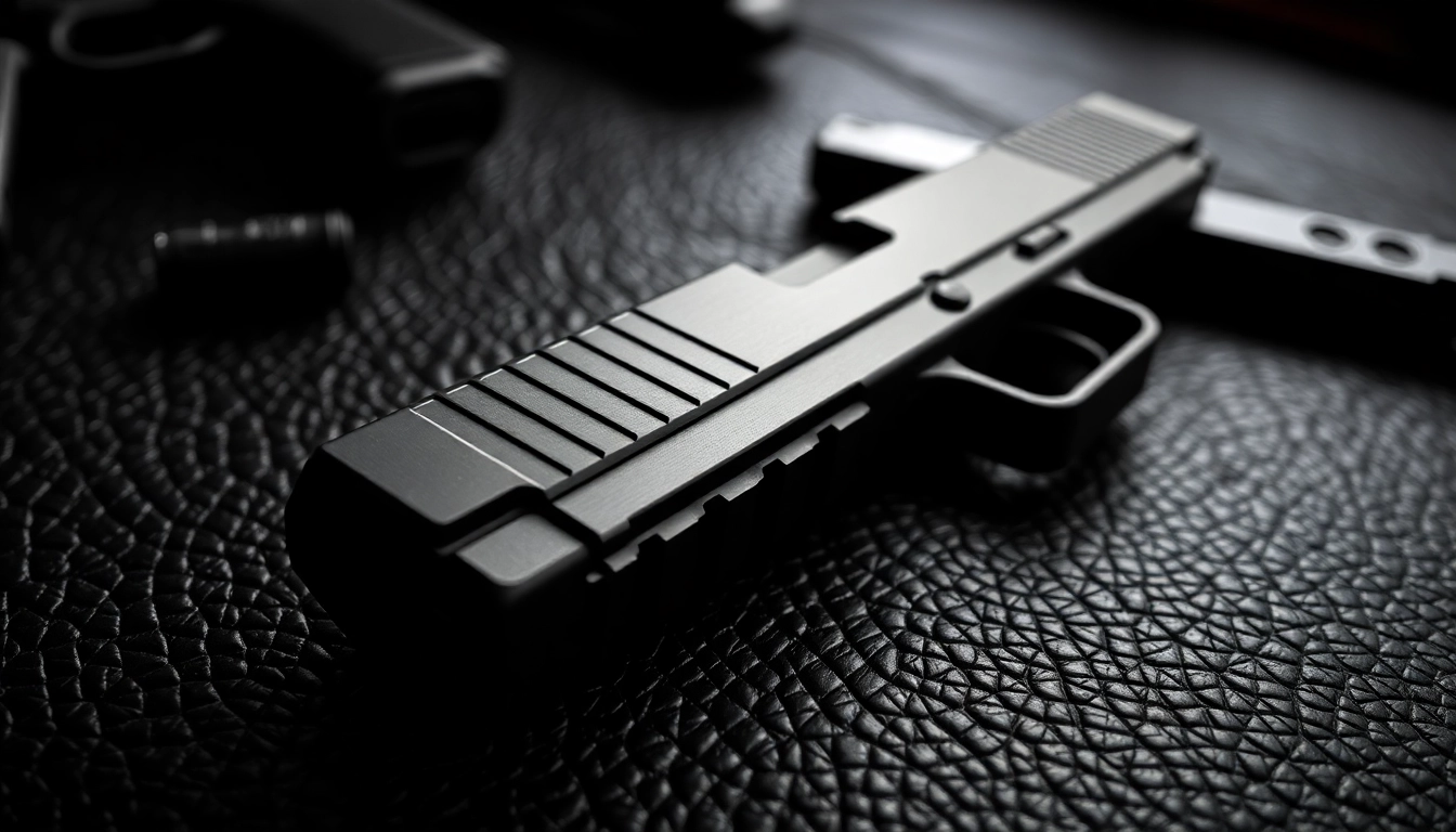 Examine the sleek glock 17 gen 5 slide showcasing its detailed serrations and polished finish.