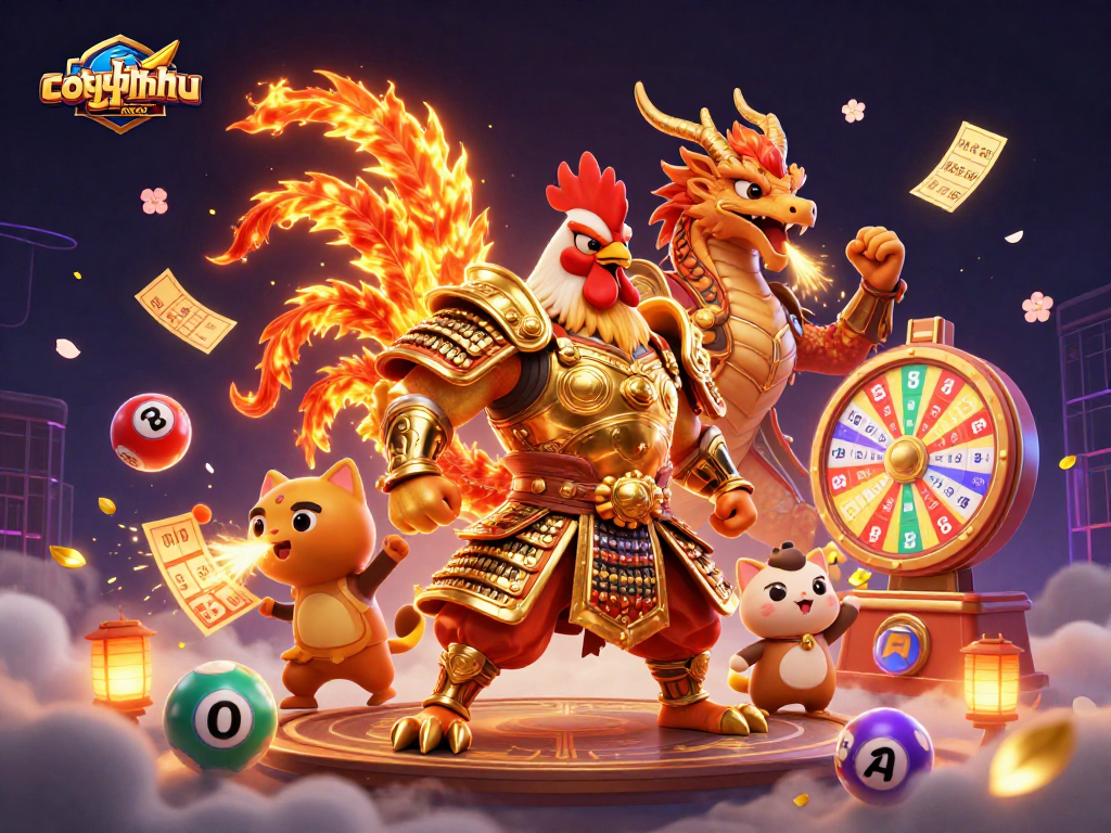 Engage with cotyphu-nohu's thrilling gameplay surrounded by colorful lottery elements and engaging characters.