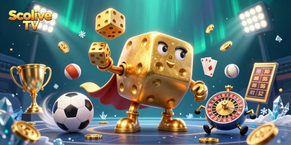 Socolive TV showcases a dynamic gambling scene with golden dice and spinning sports balls, creating thrilling betting excitement.