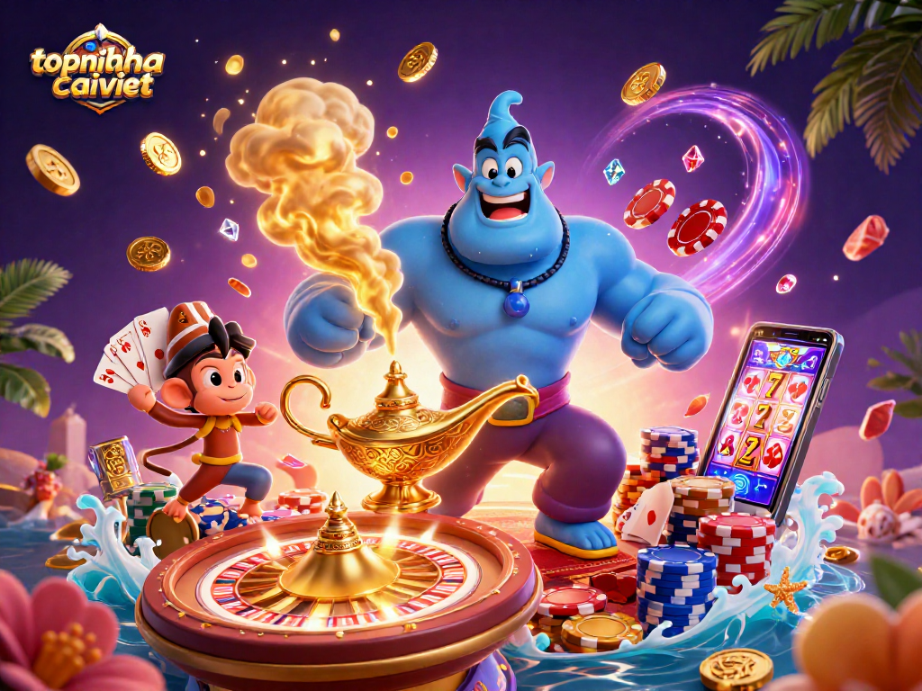 Experience the magic of topnhacaiviet with vibrant casino elements and a captivating scene.